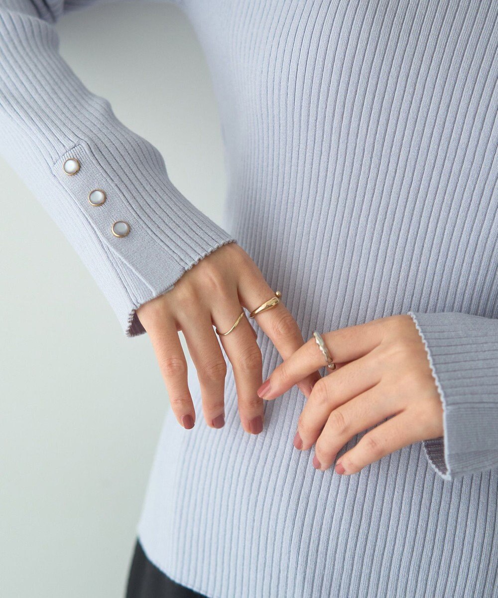 YECCA VECCA 袖釦クルーネックリブニット 