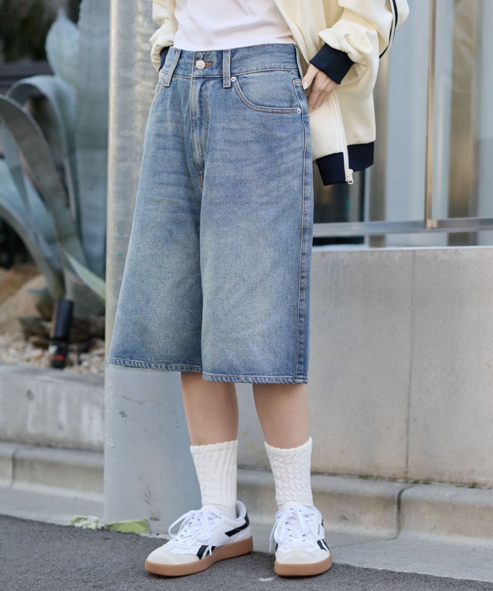 WEGO 【ユニセックス着用ITEM/SMLサイズ展開】スーパーバギーデニムショーツ 