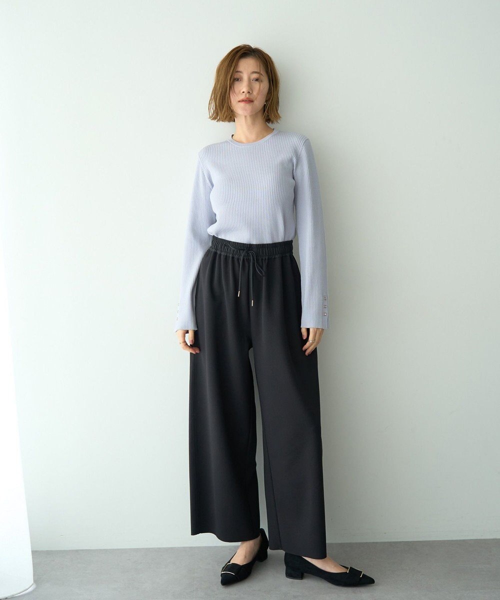 YECCA VECCA 袖釦クルーネックリブニット 