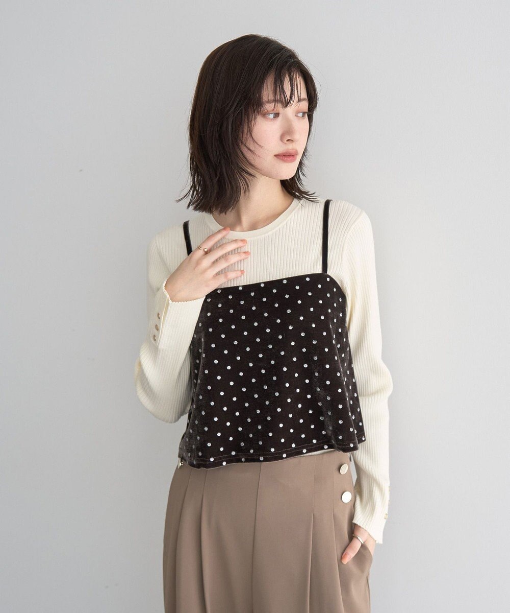 YECCA VECCA 袖釦クルーネックリブニット 