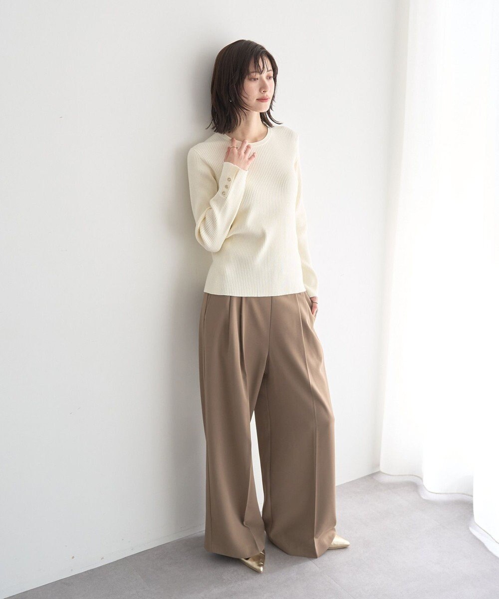 YECCA VECCA 袖釦クルーネックリブニット 