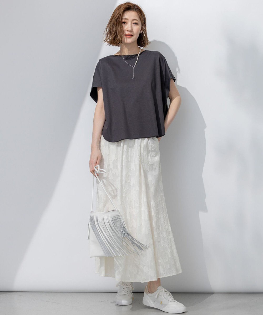 23区 【汗じみ防止/洗える】スムースデザイン フレンチスリーブ Tシャツ 