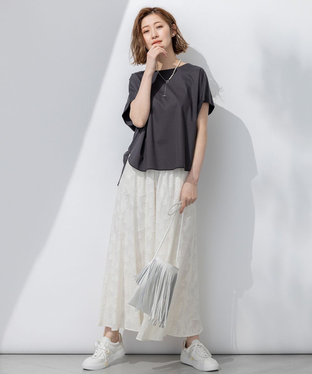 23区 【汗じみ防止/洗える】スムースデザイン フレンチスリーブ Tシャツ 