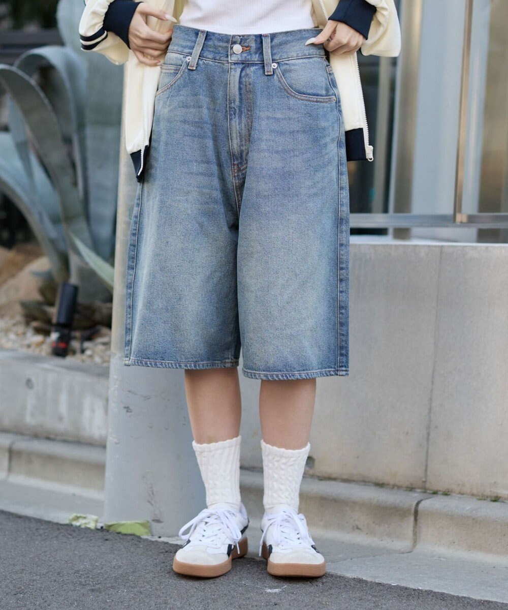 WEGO 【ユニセックス着用ITEM/SMLサイズ展開】スーパーバギーデニムショーツ 