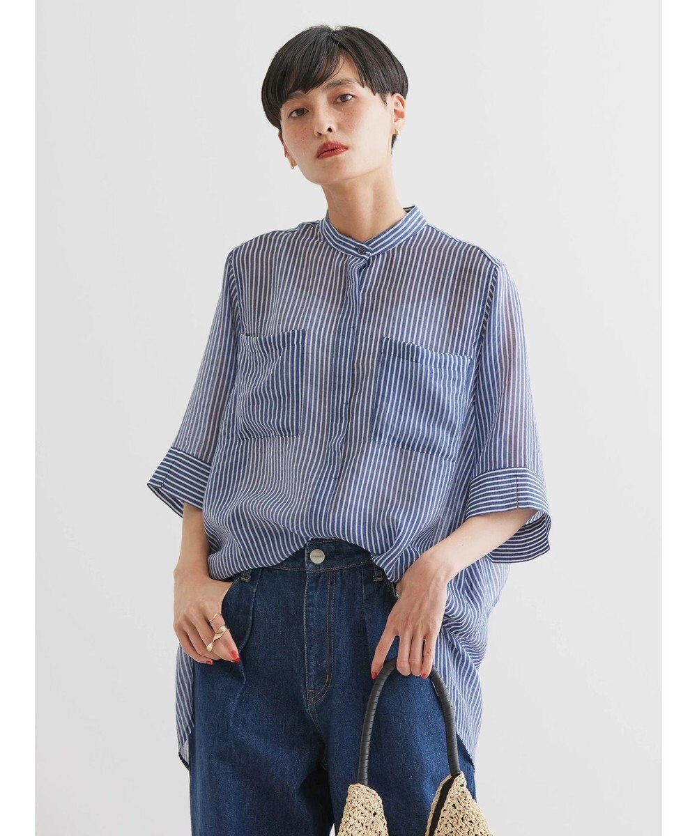 AMERICAN HOLIC シアーバックフレアＷポケットシャツチュニック 