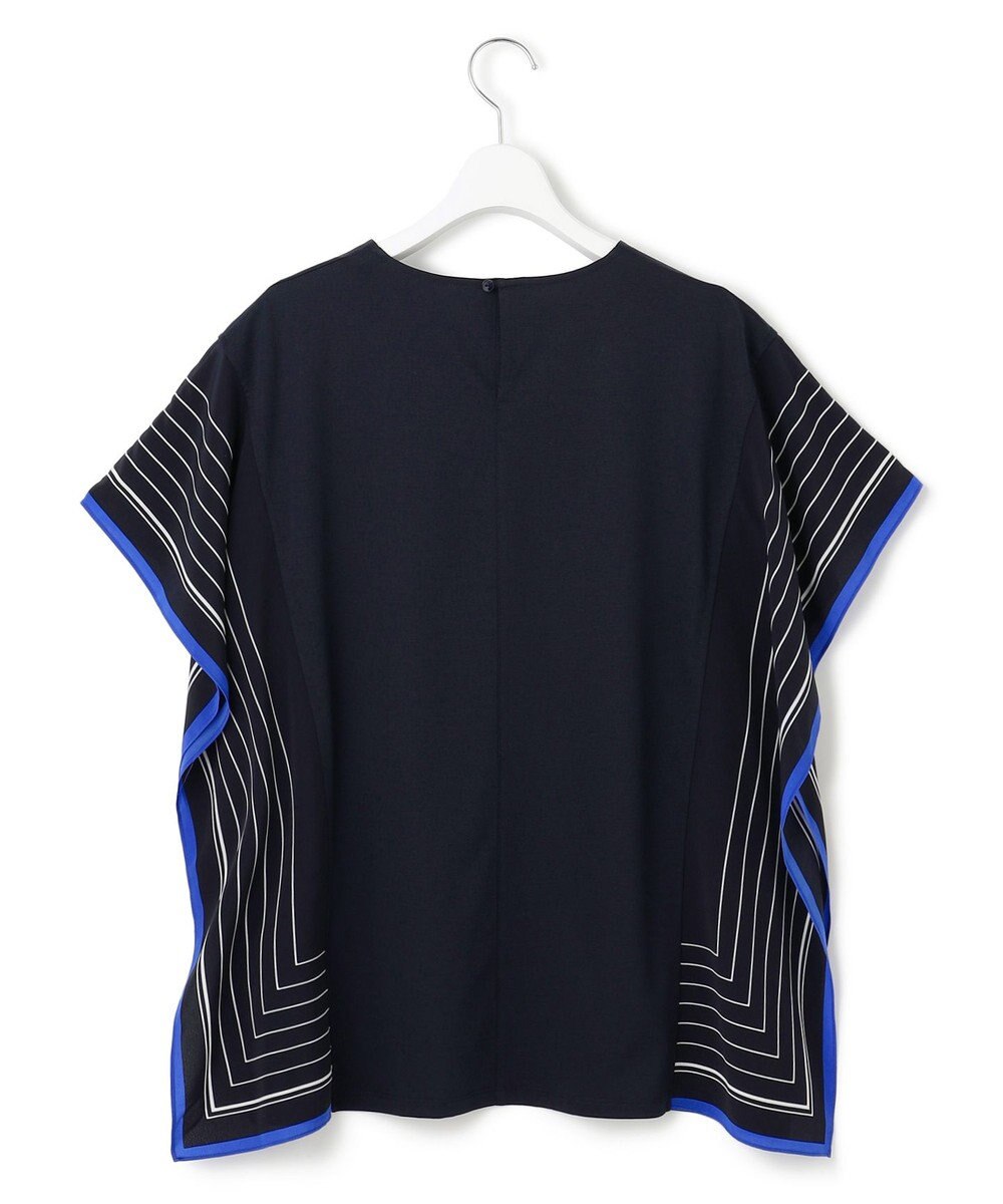 23区 L 【汗じみ防止加工】スカーフプリントコンビ フレンチスリーブ カットソー 