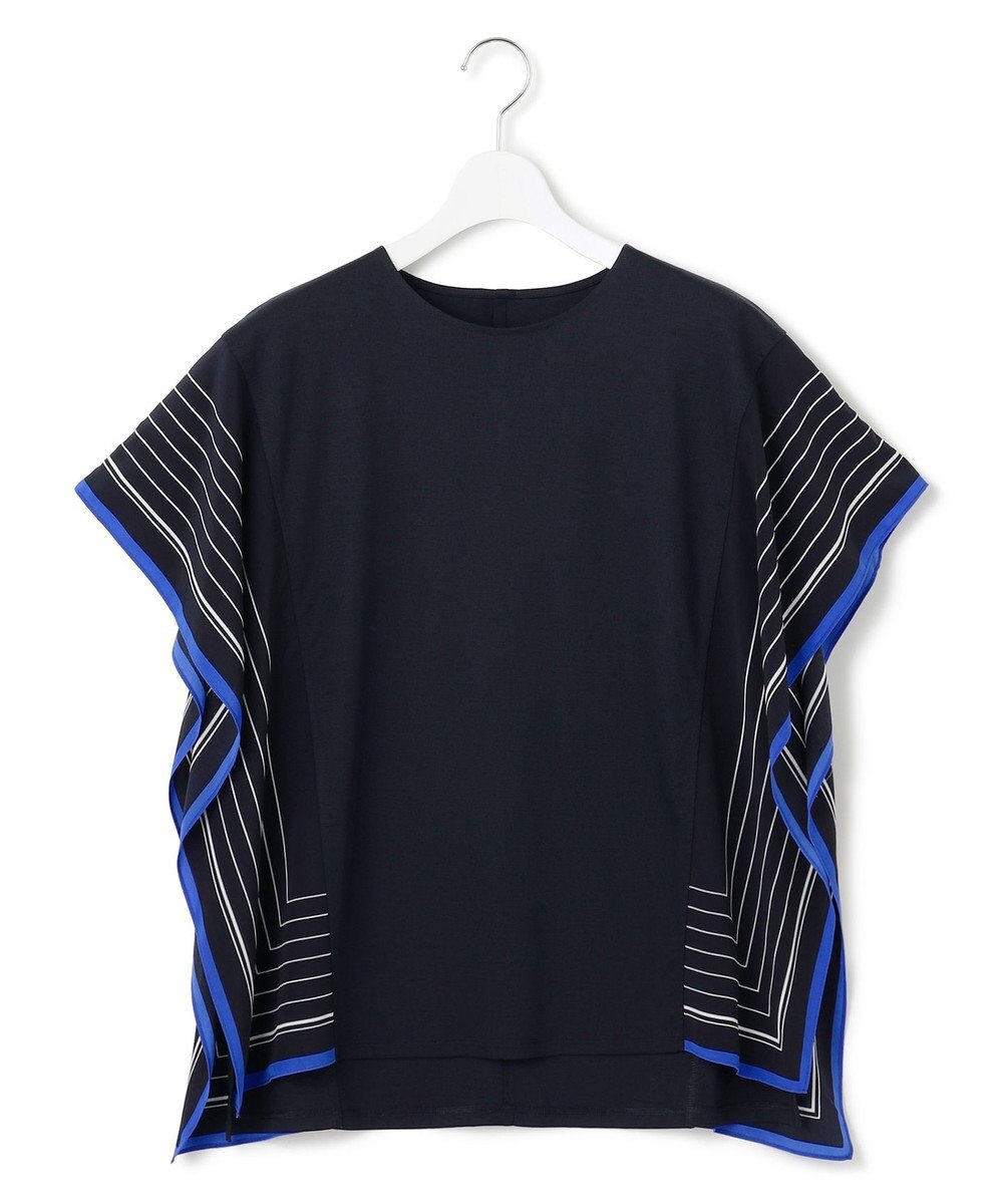 23区 【汗じみ防止加工】スカーフプリントコンビ フレンチスリーブ カットソー 