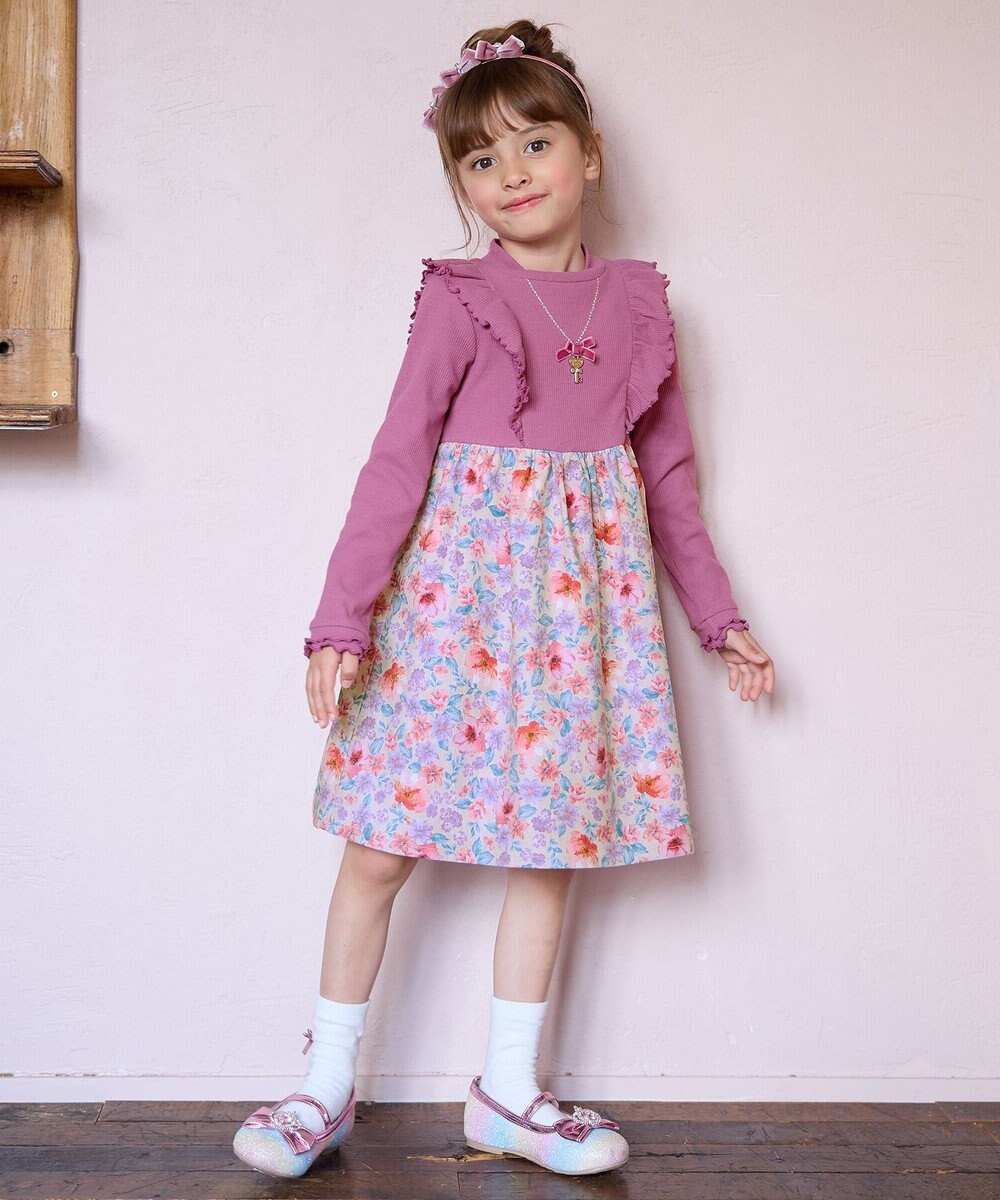 ANY KIDS 花柄ドッキングワンピース 