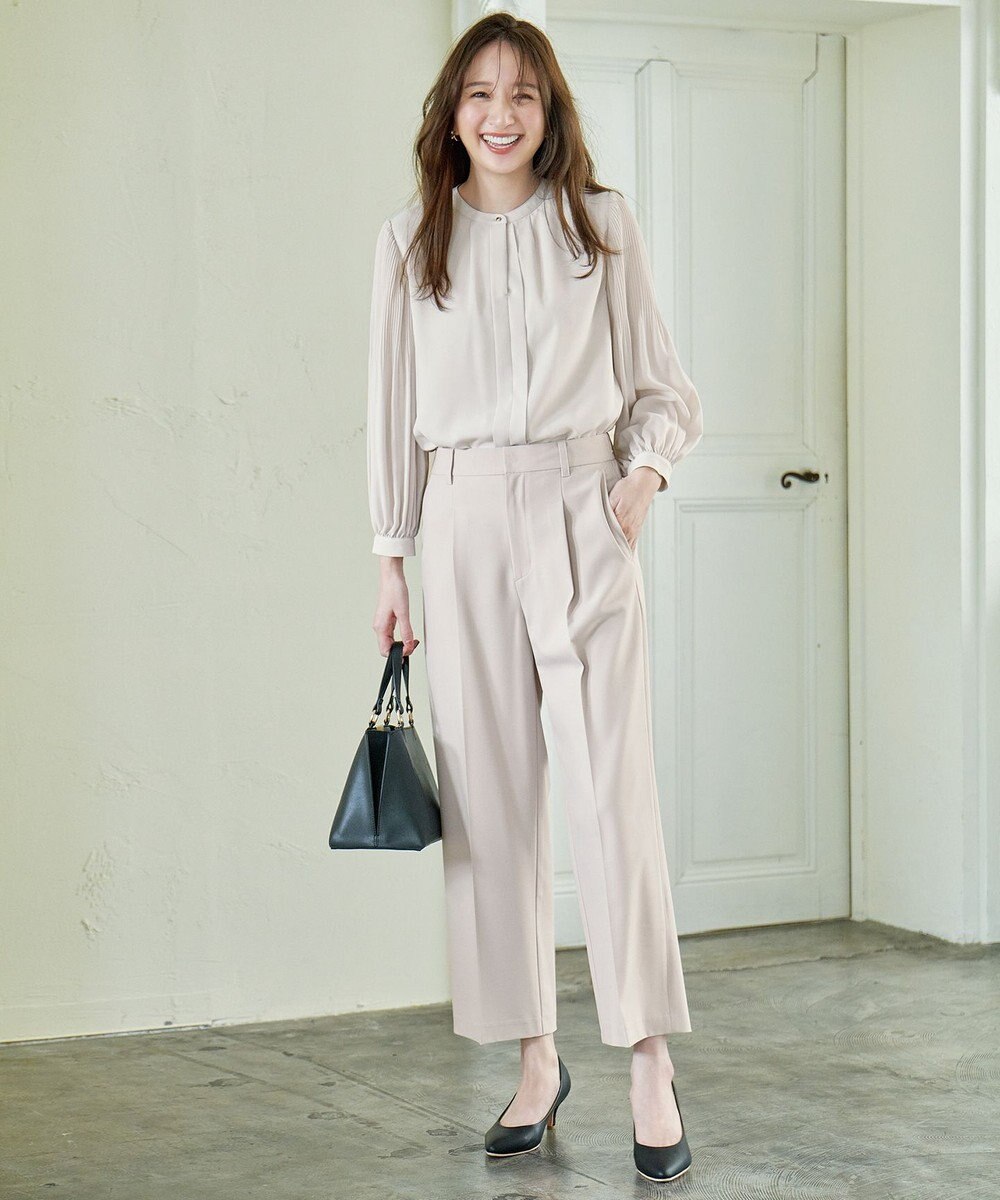 ANY L 【洗濯機可/ストレッチ/ウエストゴム/セットアップ可】イージーケアワイドパンツ 