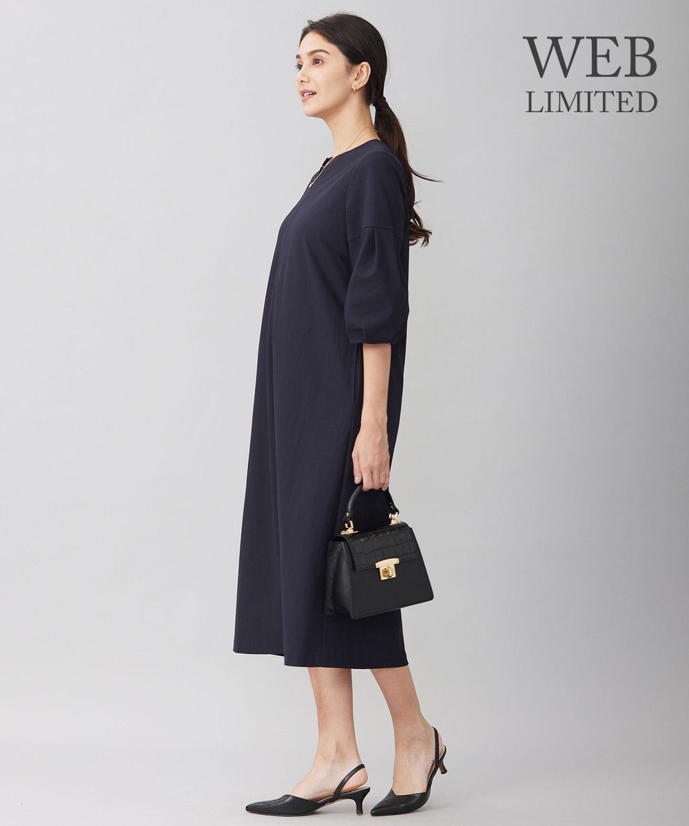 自由区 S 【WEB限定・洗える】カラミストレッチパフスリーブ ワンピース 