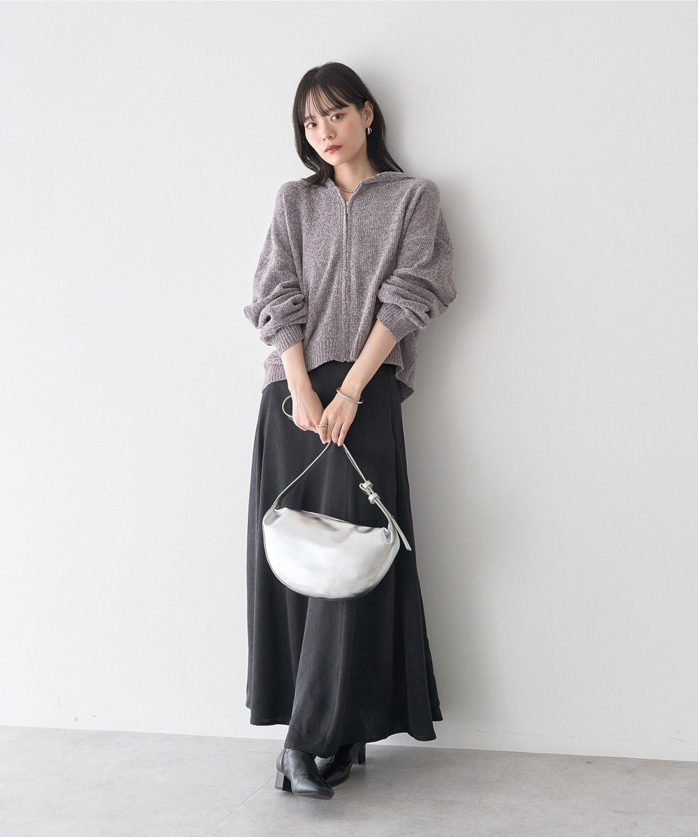 earth music&ecology ベロアフーディージップニットカーディガン 