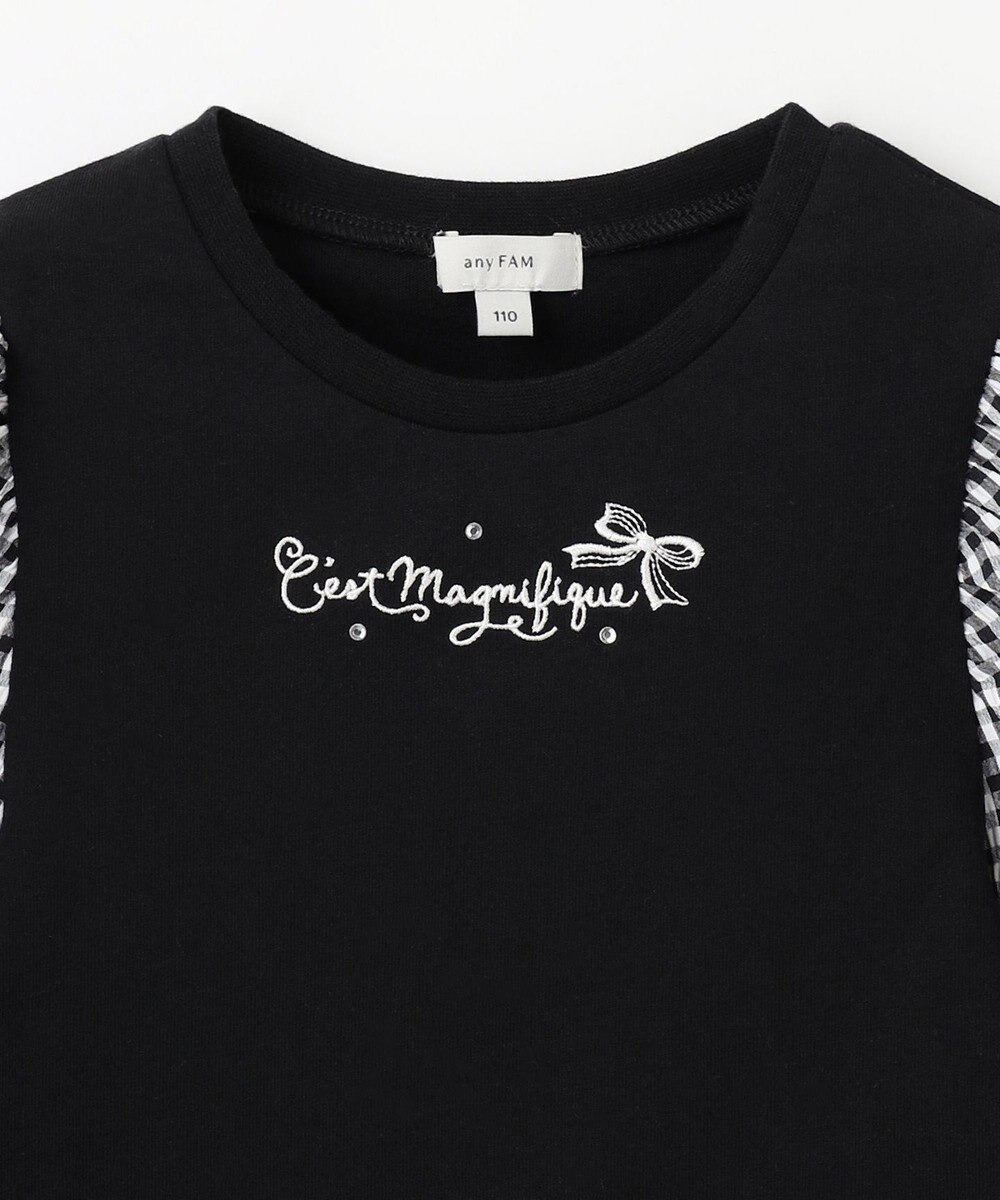 ANY KIDS 袖ギンガム 七分袖 Tシャツ 