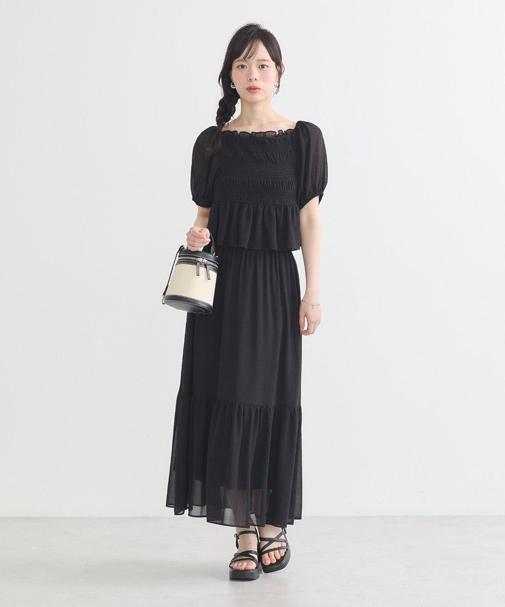 earth music&ecology ＳＥＴ２点フロッキードットブラウス＋スカート 