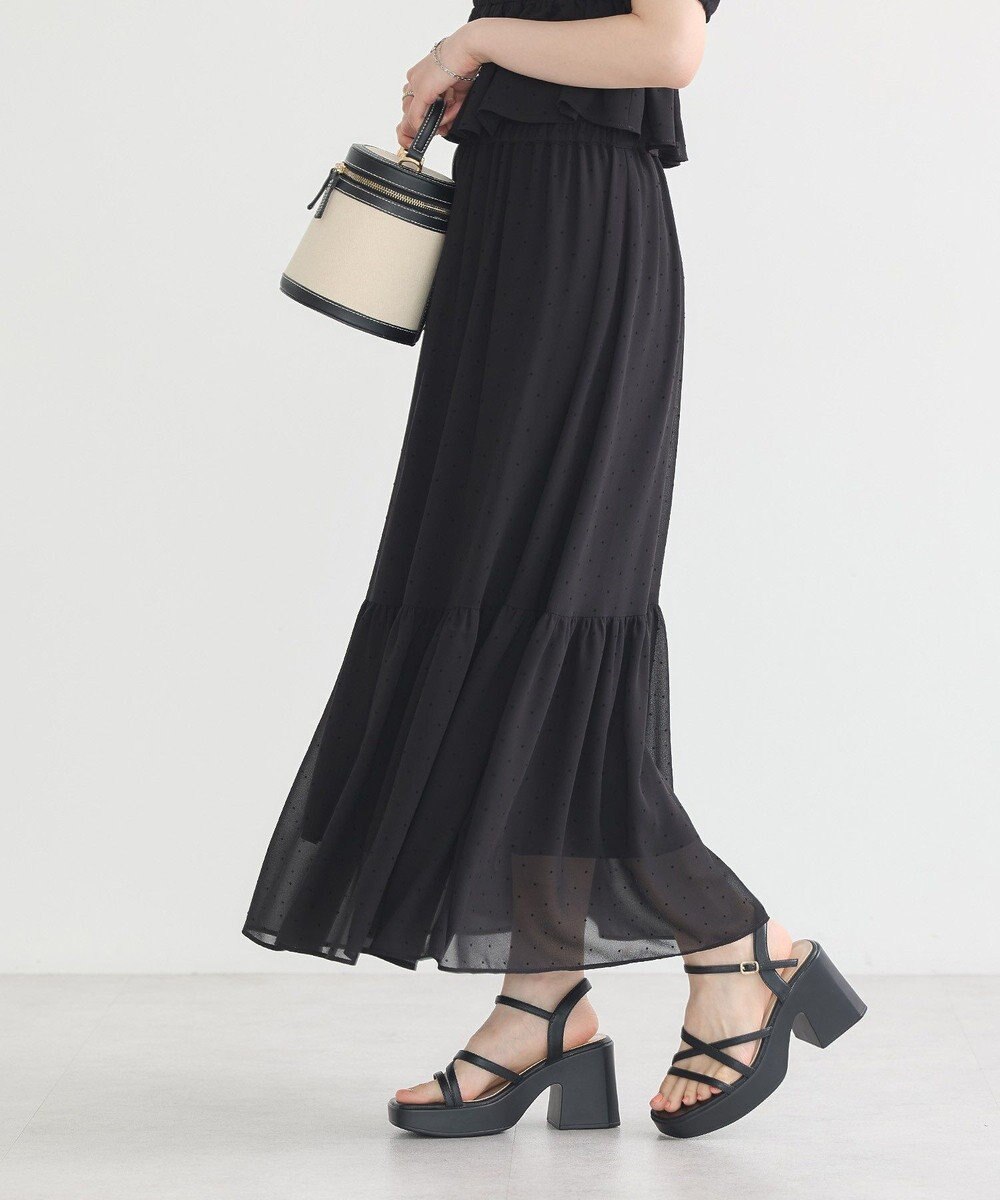 earth music&ecology ＳＥＴ２点フロッキードットブラウス＋スカート 