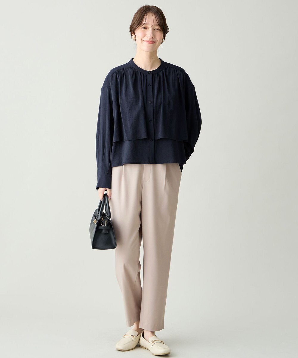 ANY L イージーケアライトストレッチテーパードパンツ 