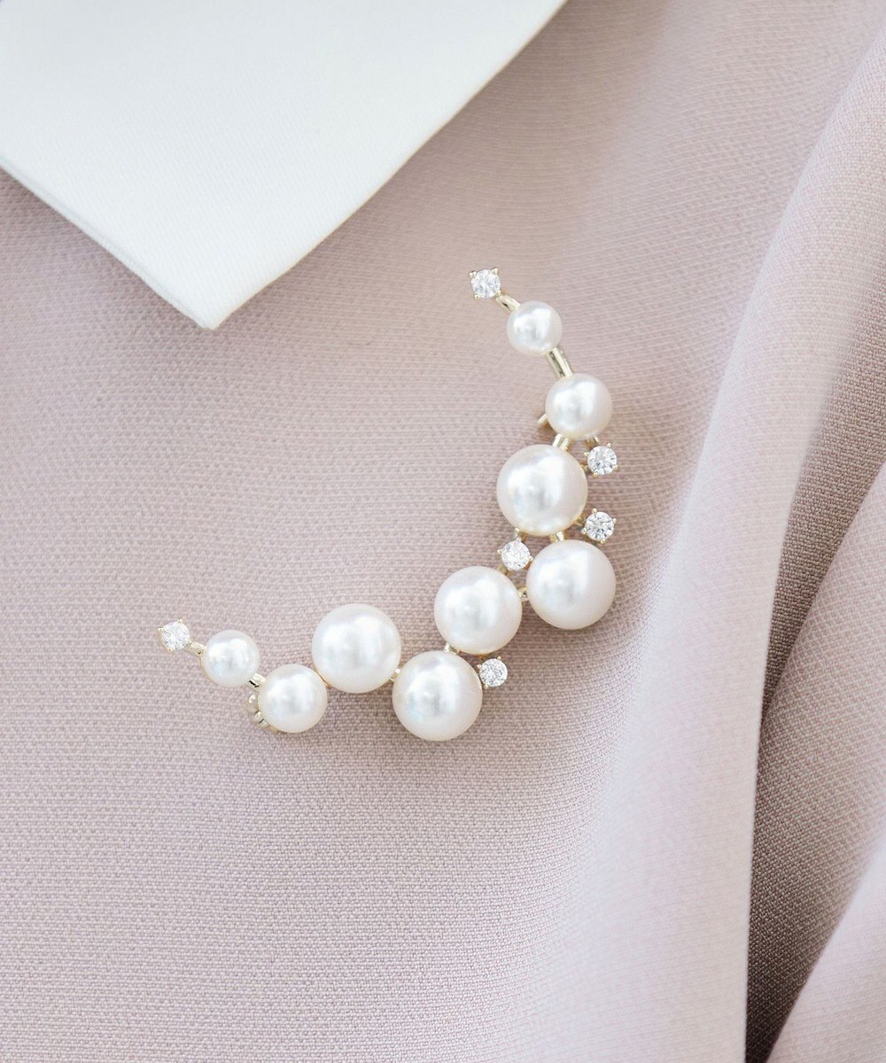 Tiaclasse フェイクパールムーンブローチ 