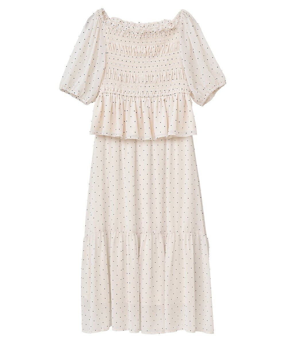 earth music&ecology ＳＥＴ２点フロッキードットブラウス＋スカート 