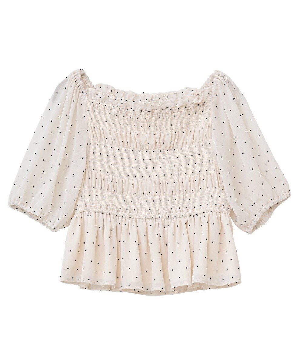 earth music&ecology ＳＥＴ２点フロッキードットブラウス＋スカート 