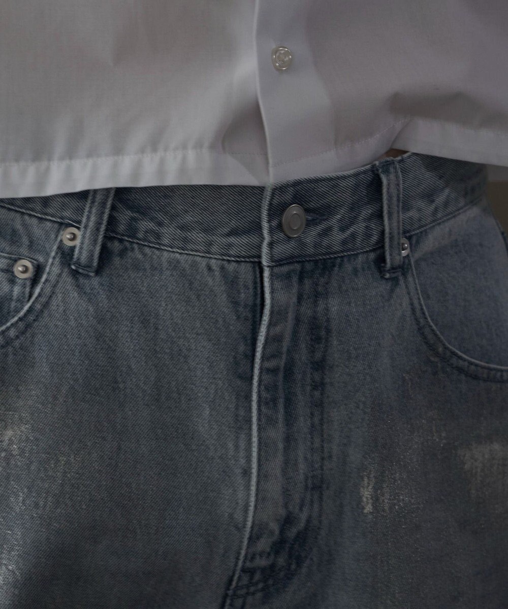 WEGO シルバープリントバギーフレアデニム 