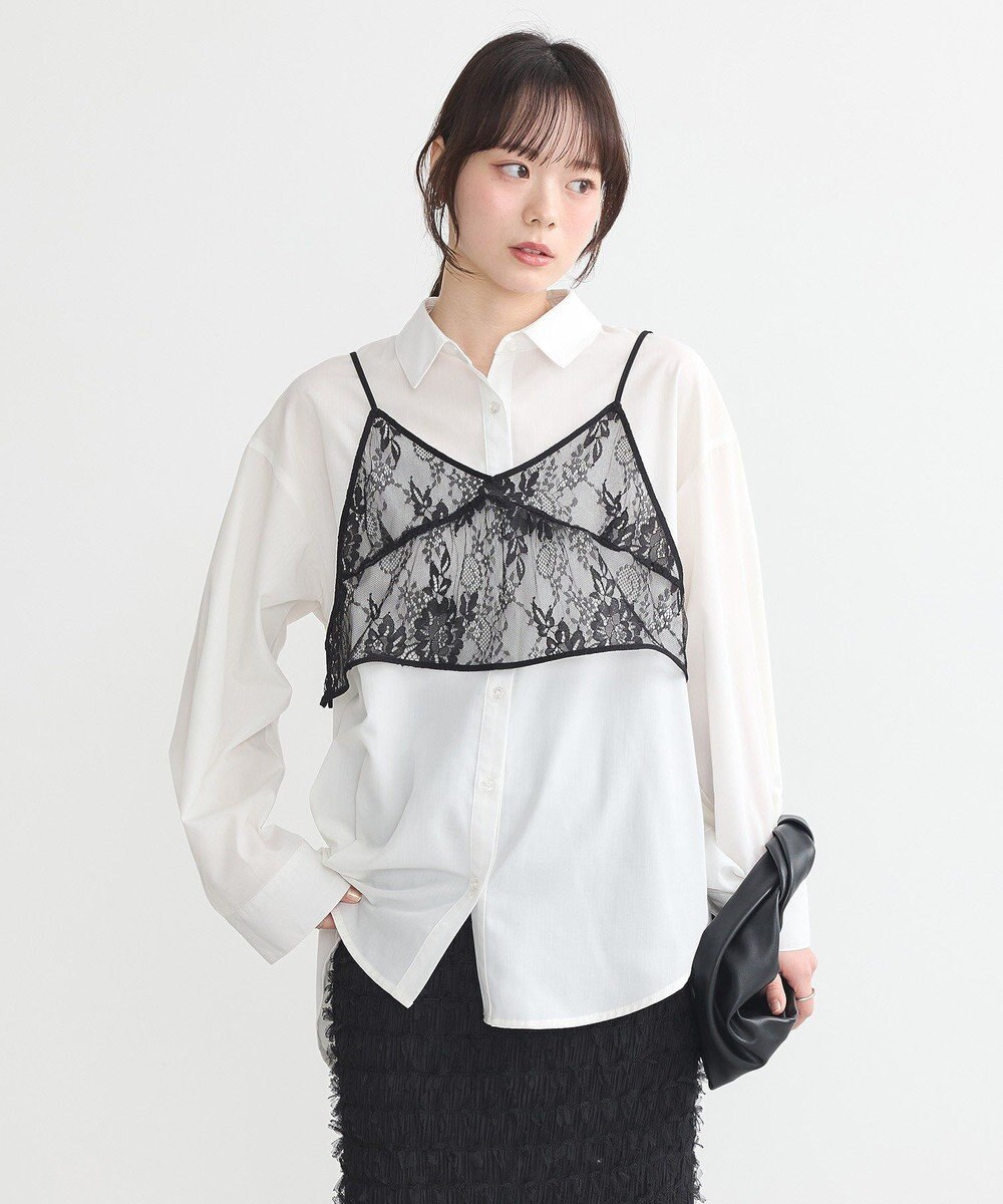 earth music&ecology ＳＥＴ２点レースビスチェ＋シャツ 