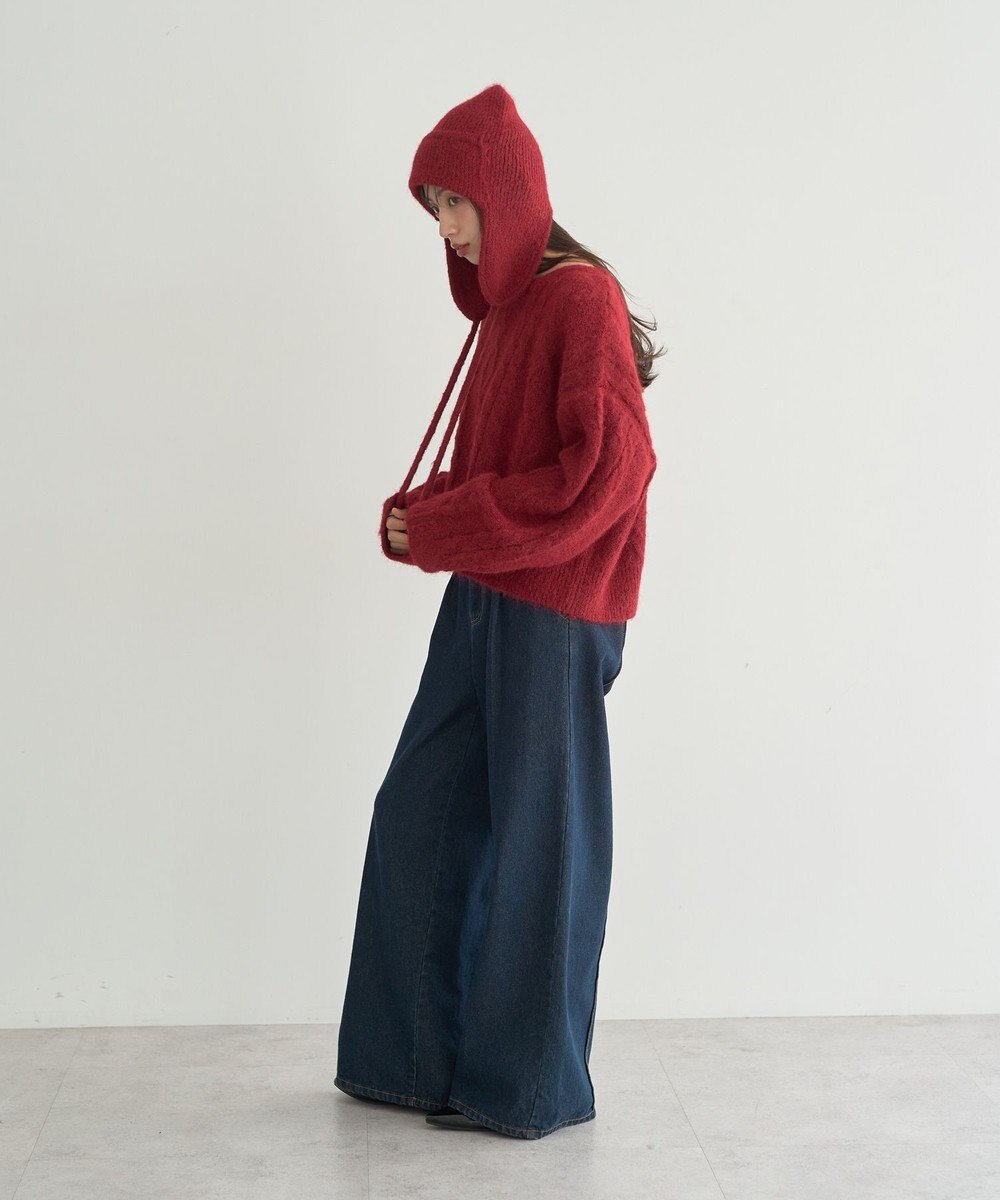 earth music&ecology モヘヤタッチケーブルニットプルオーバー 