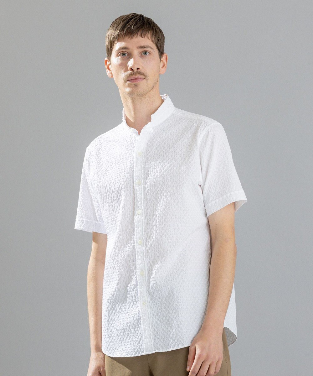 JOSEPH HOMME トライジャガードストレッチ   ウイングカラー半袖シャツ 