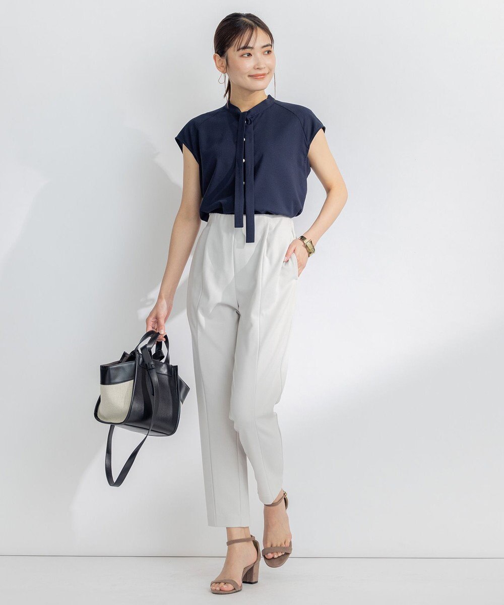 組曲 【洗える・イージーケア】シアーカルゼ ボウタイ ブラウス 