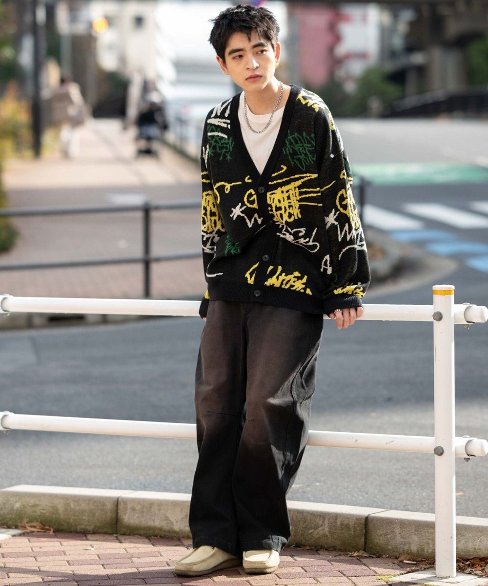 WEGO リラックスフィットパターンカーディガン 