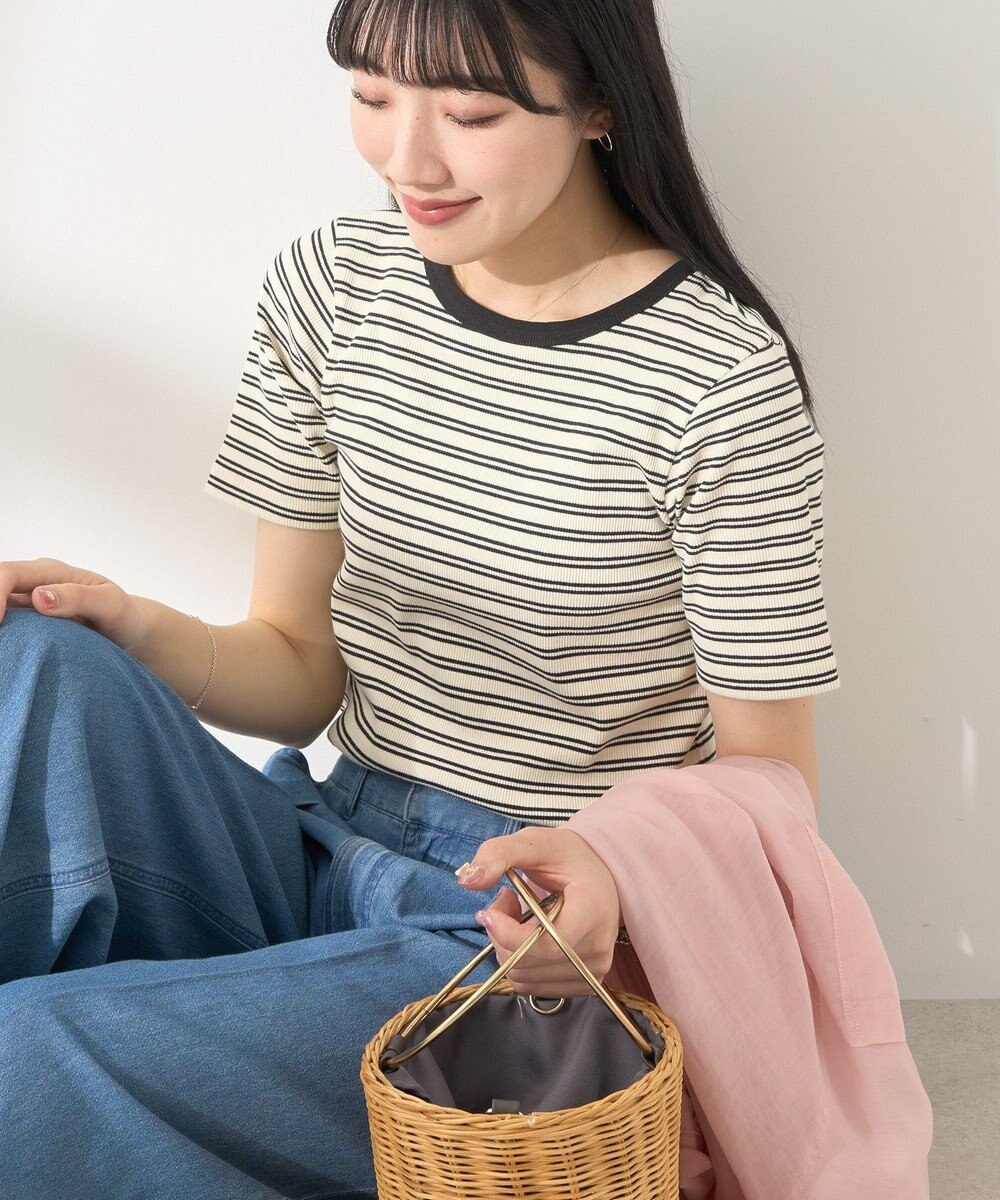 AMERICAN HOLIC リブ　５分袖トップス 