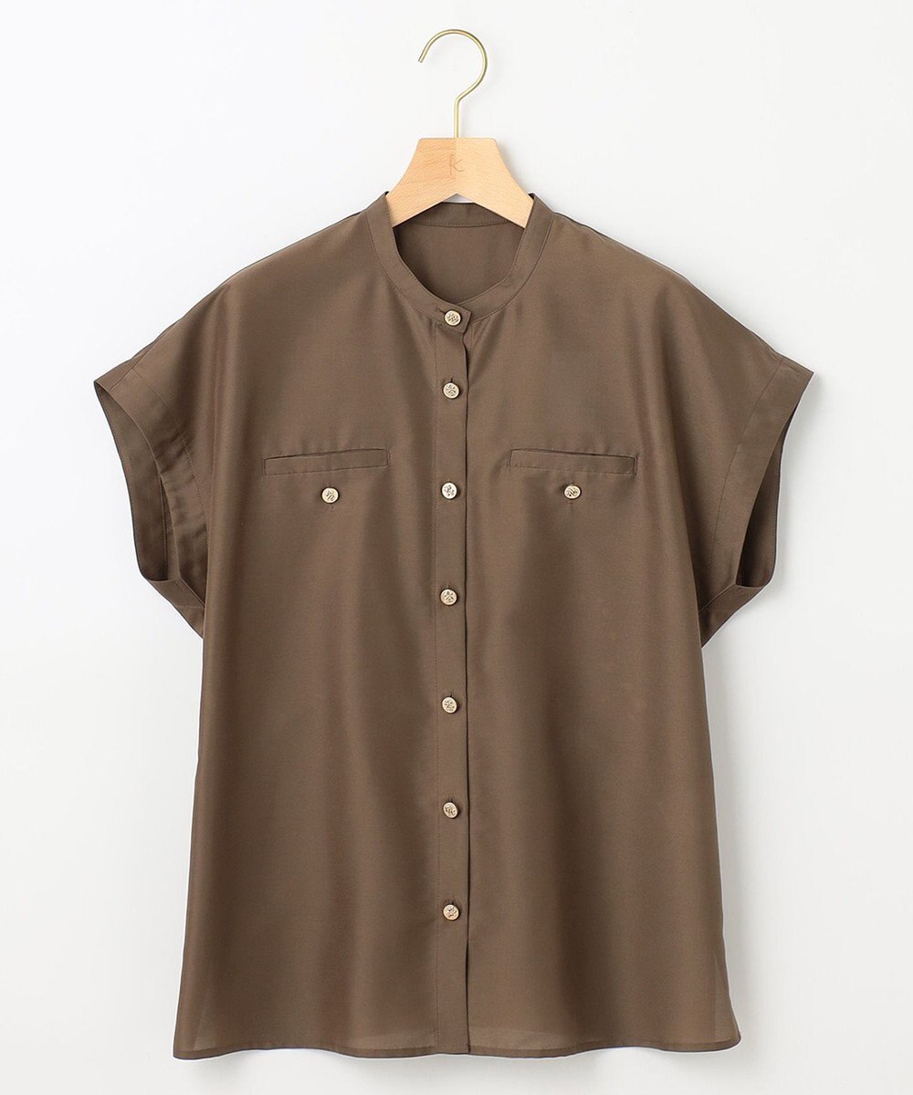 組曲 【洗える・涼感】シアーボイルバンドカラー ブラウス 