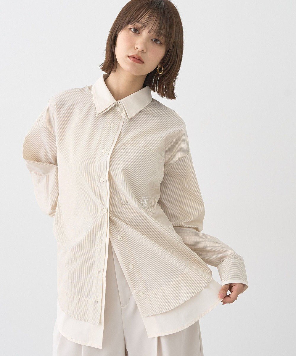 earth music&ecology レイヤードストライプシャツ 