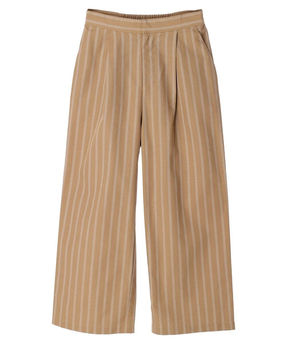 Green Parks 綿麻混タックストレートワイドパンツ 