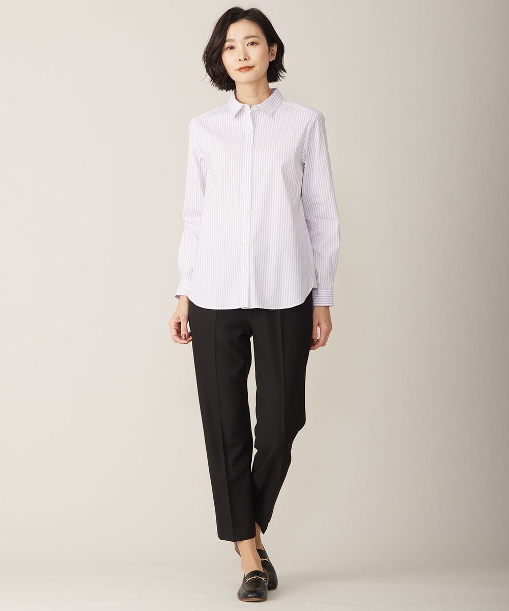 J.PRESS LADIES L 【洗える】BEZ ストライプ シャツカラー ブラウス 