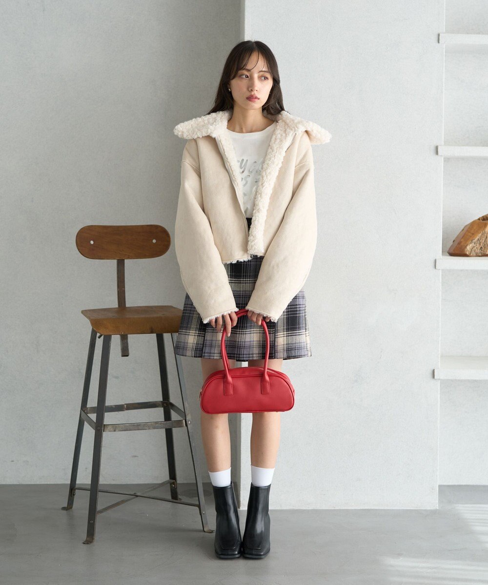 earth music&ecology リバーシブルフェイクムートンショートブルゾン 