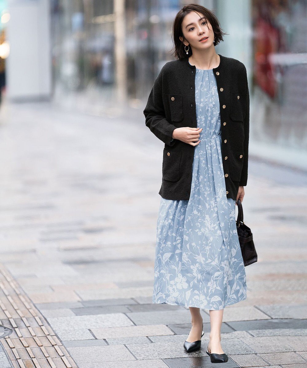 自由区 L 【洗える】テクスチャーコットンブレンド ニットアウター 