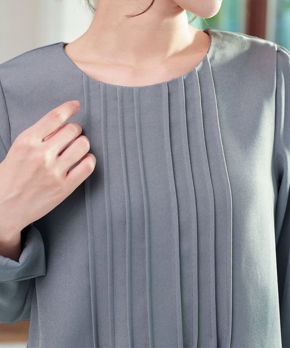 Tiaclasse 【洗える】ピンタックチュニックブラウス 