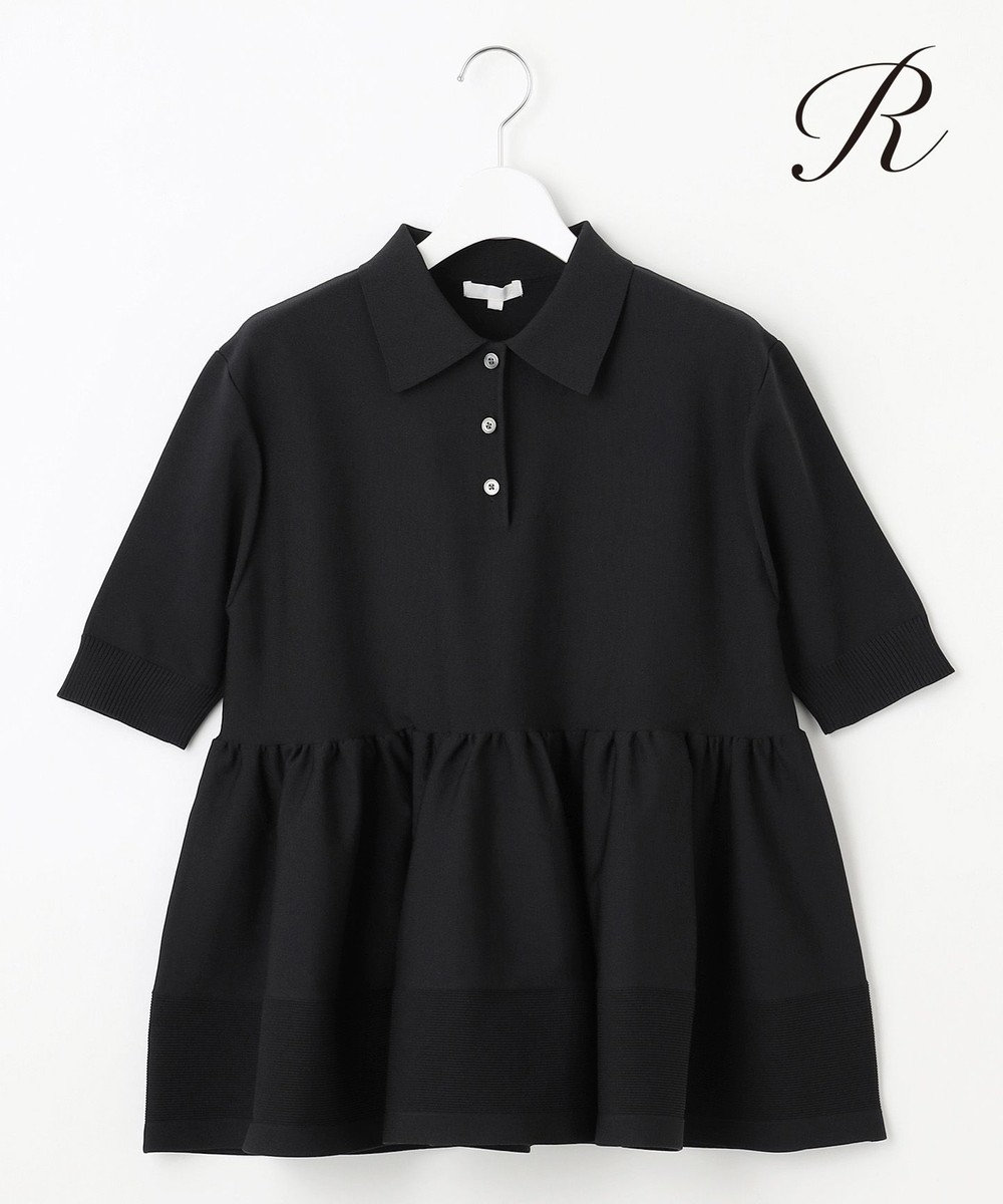23区 【R(アール)】フォルムニット ペプラム ポロシャツ 