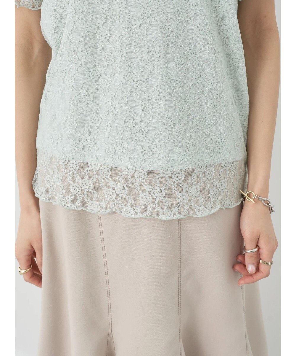 earth music&ecology レースドッキング半袖プルオーバー 