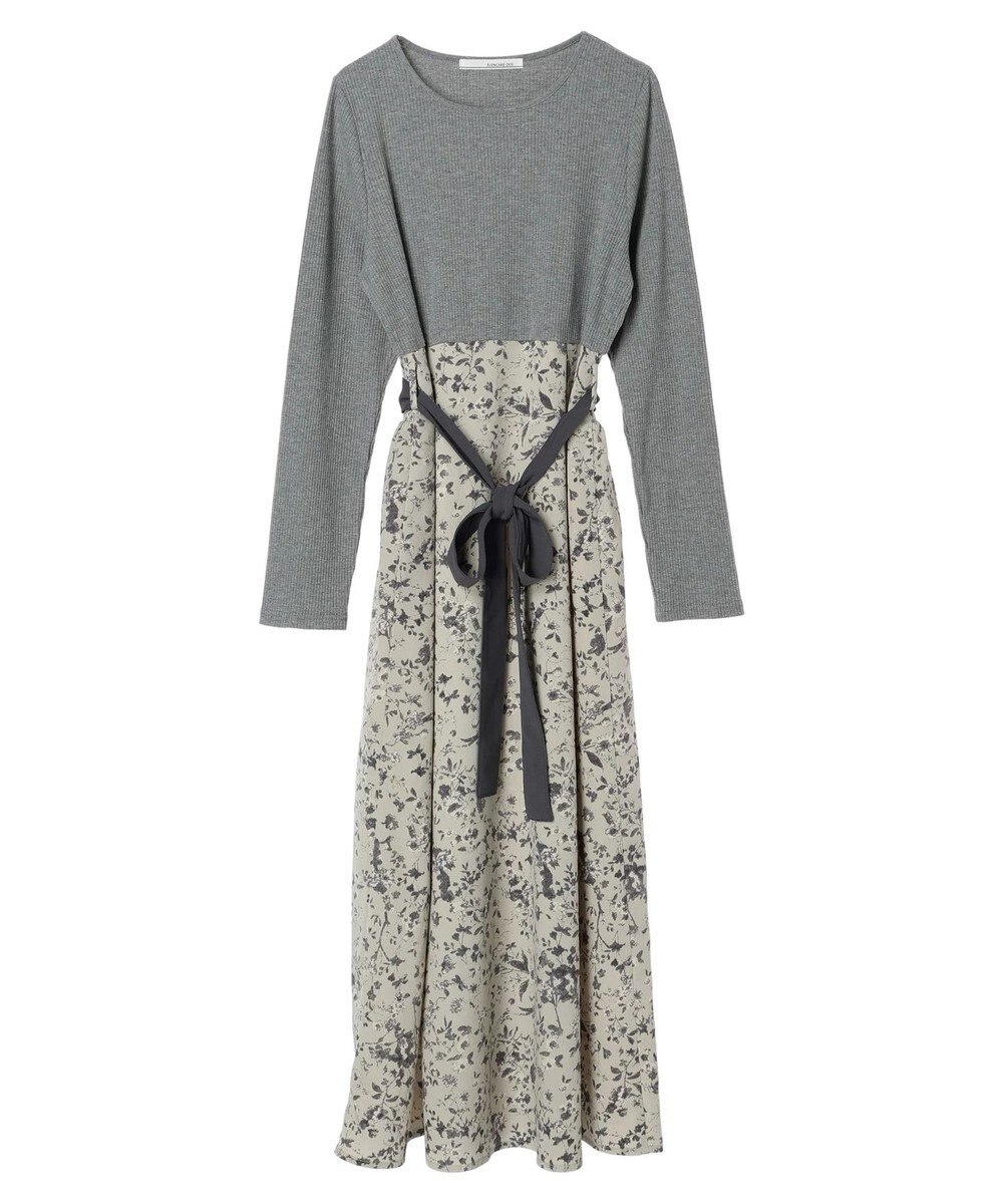 Green Parks ・ＥＬＥＮＣＡＲＥ　ＤＵＥ　リブ×フラワーキリカエワンピ 