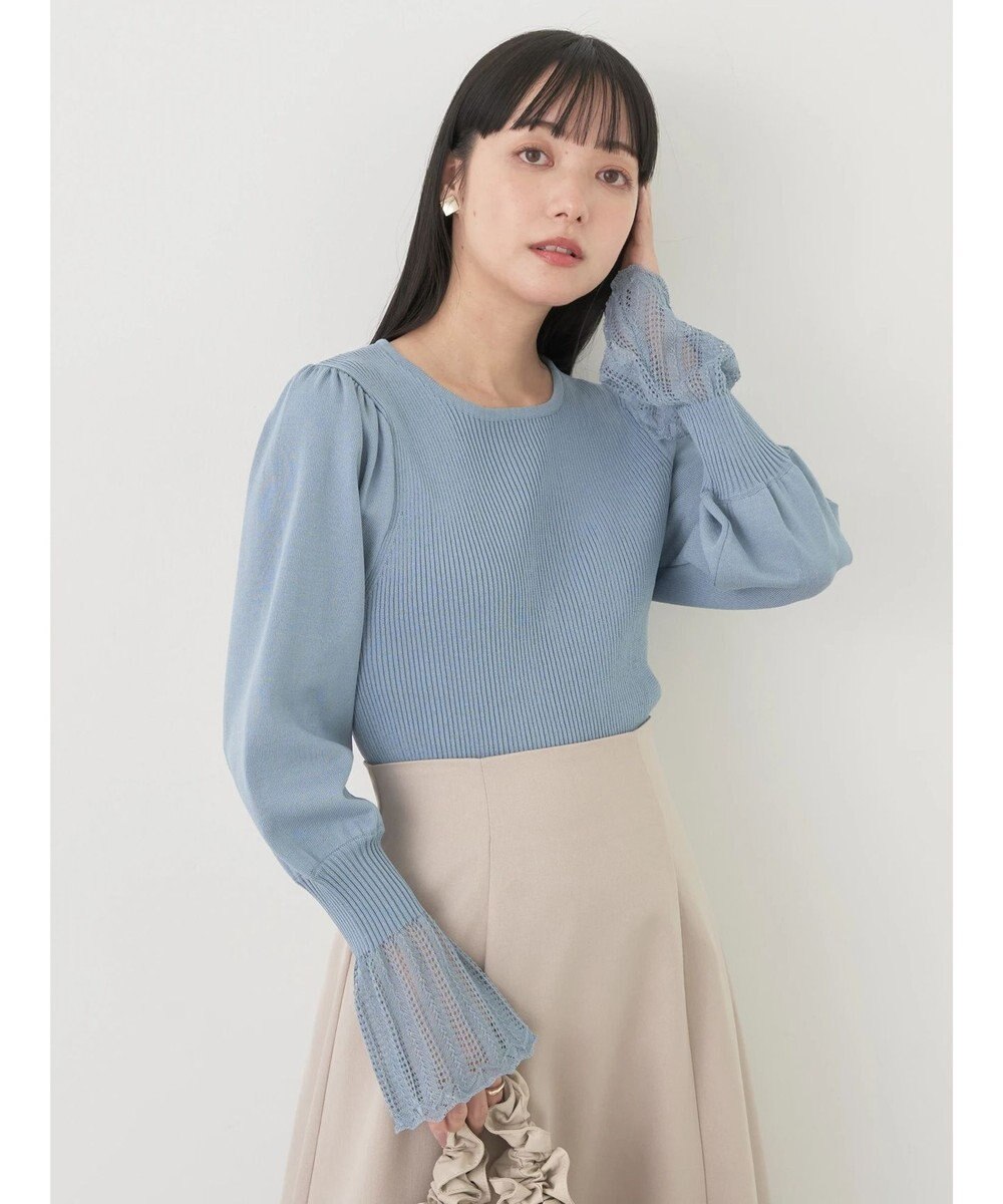 earth music&ecology 袖ポイントニットプルオーバー 