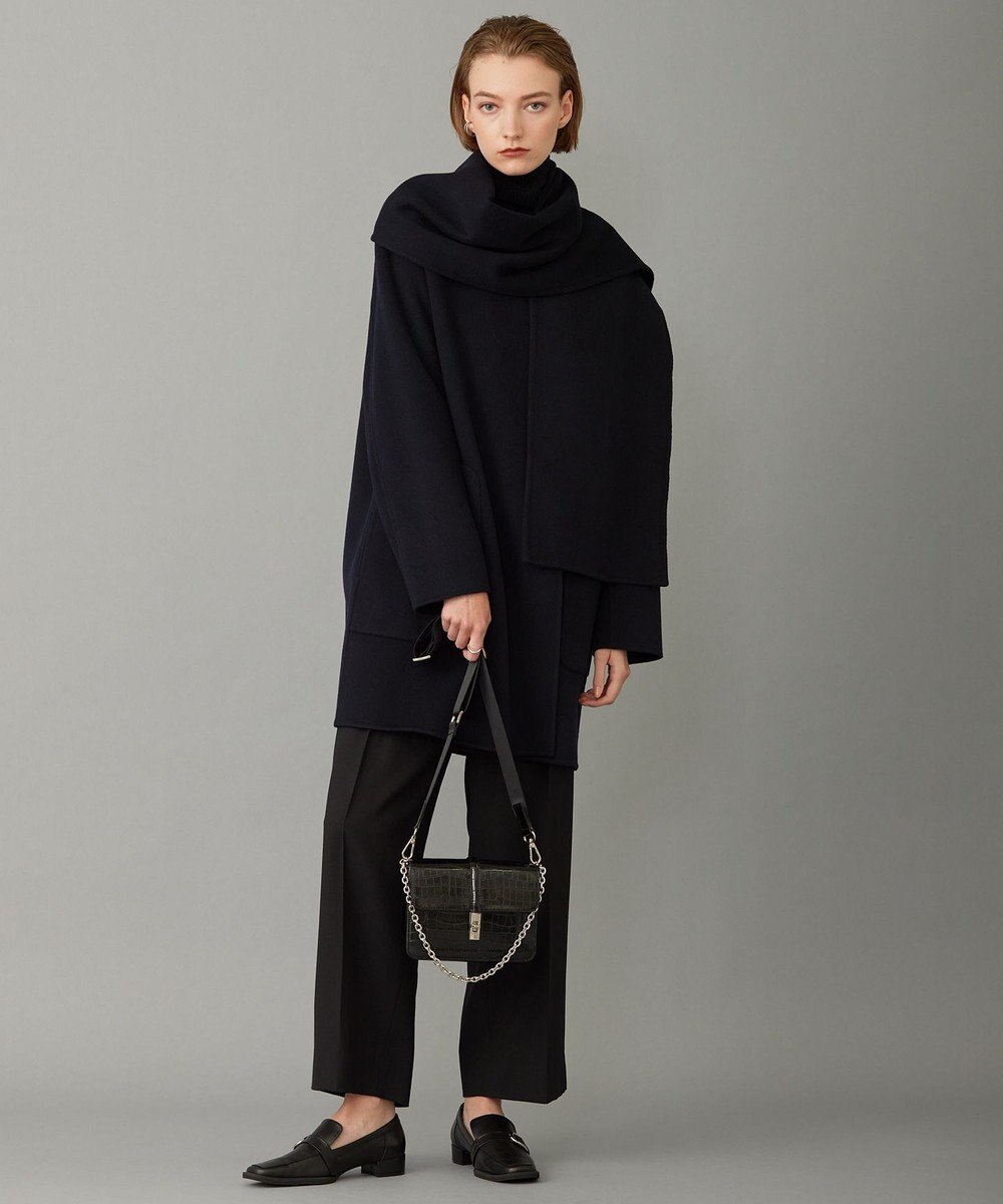 ICB ウールリバー ストール付きノーカラーコート 