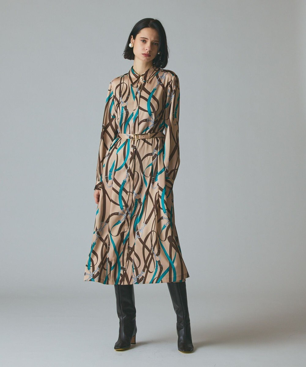 GRACE CONTINENTAL ベルトプリントシャツドレス 
