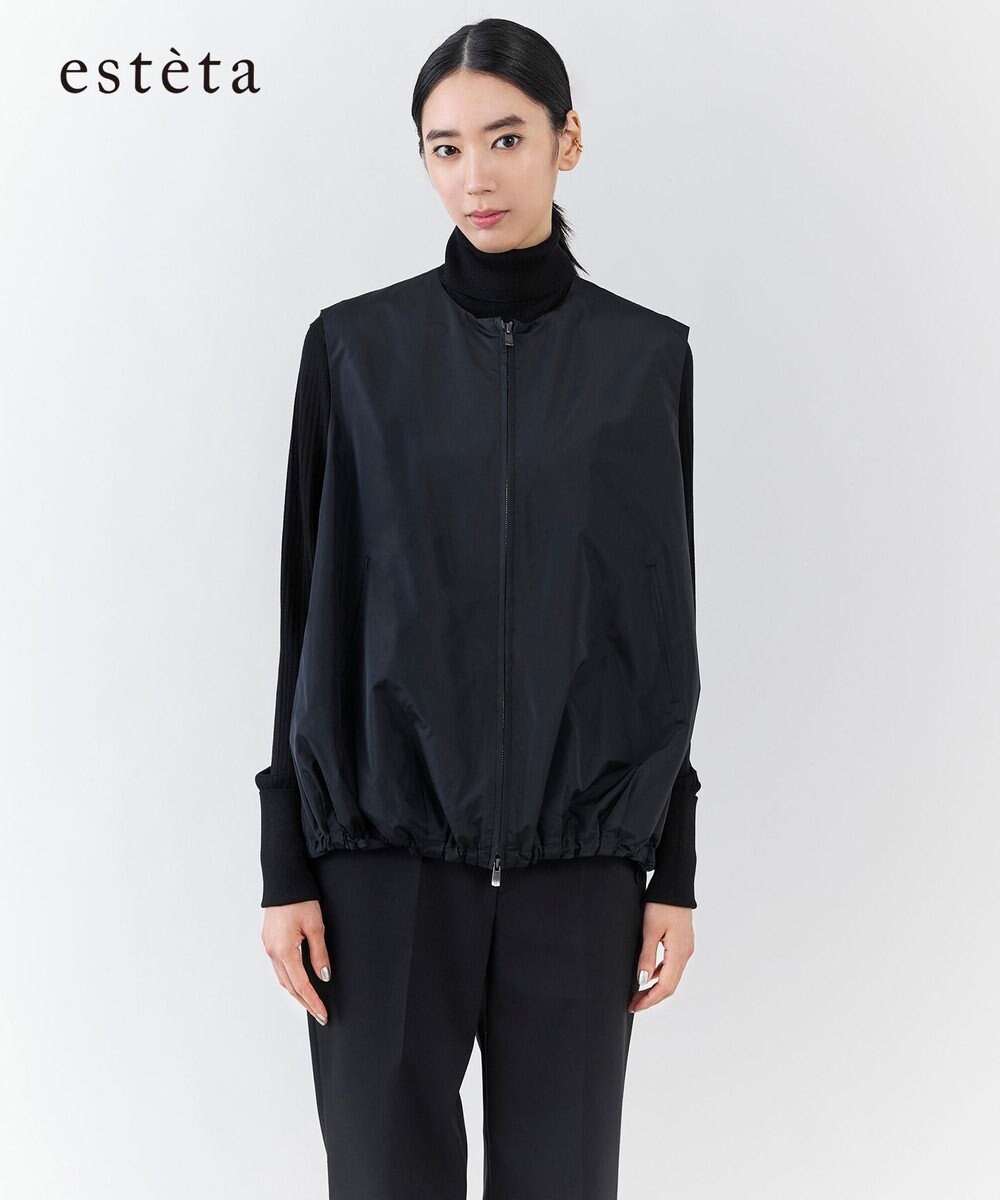 23区 【エステータ】シルクブレンド ライトタフタ ジップアップ ベスト 