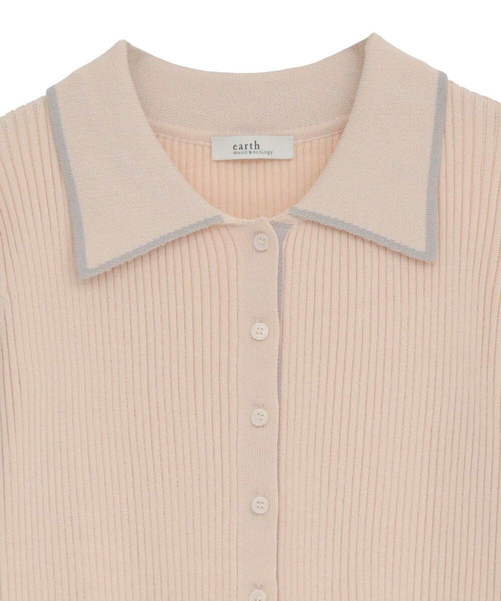 earth music&ecology バイカラートリムロングニットカーディガン 