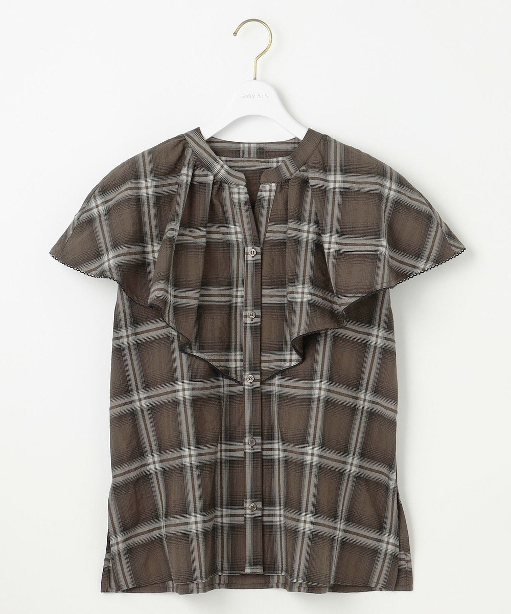 ANY SIS 【洗える】サッカーチェック ブラウス 