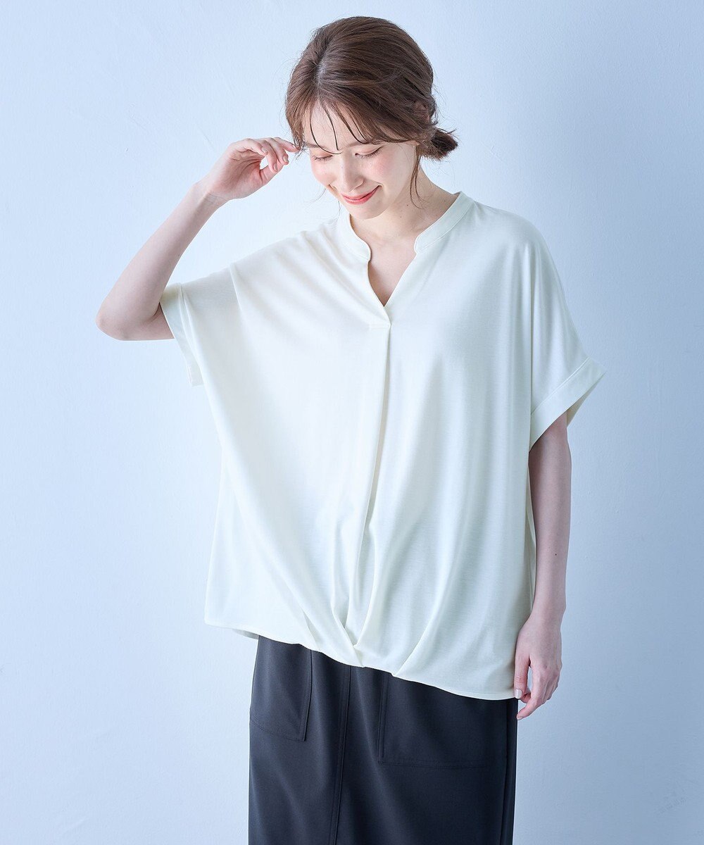 ANY ストレッチピケカシュクールカットソー 