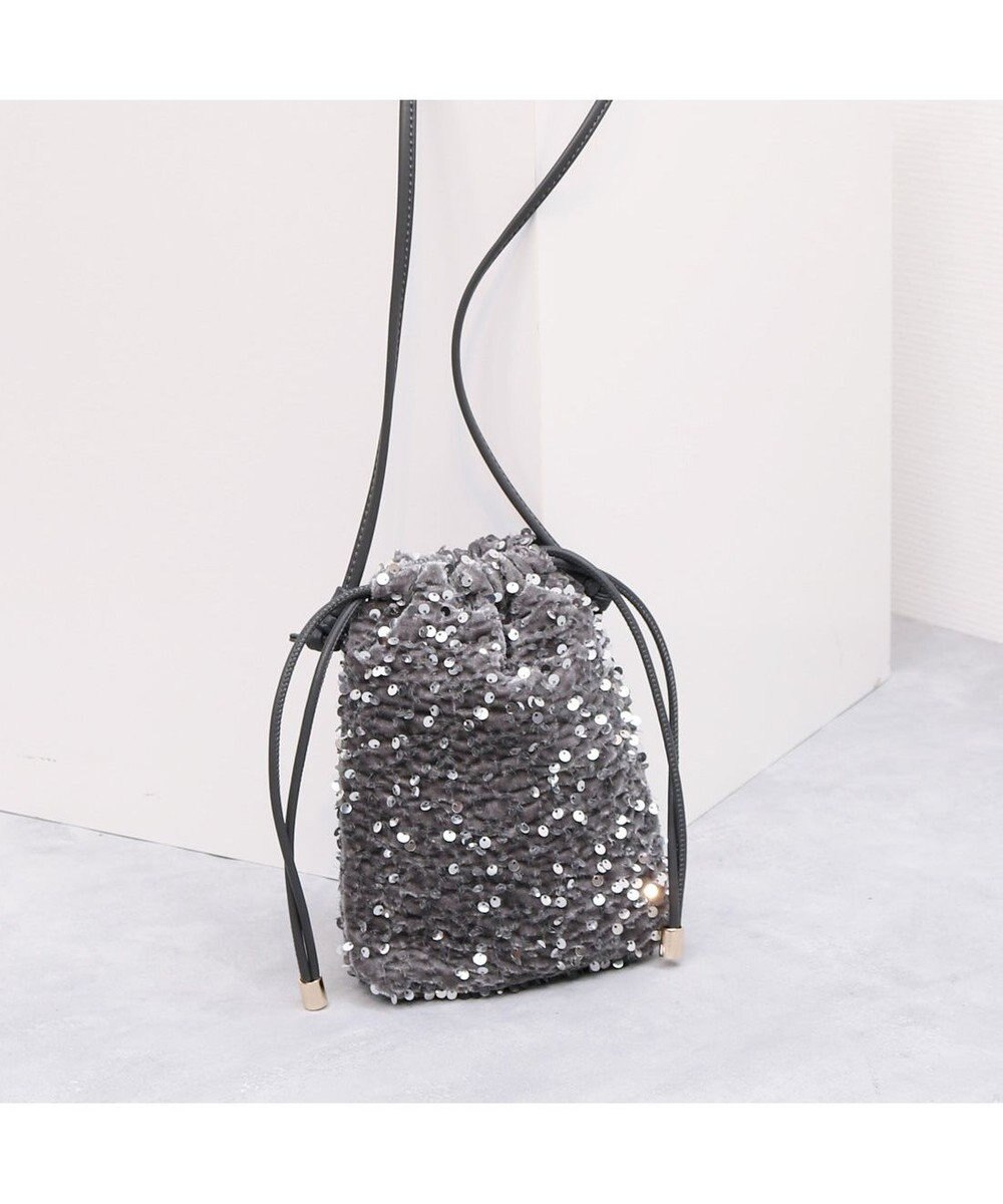 UNBILLION カシュカシュ cachecache / スパンコール巾着ミニショルダーバッグ 