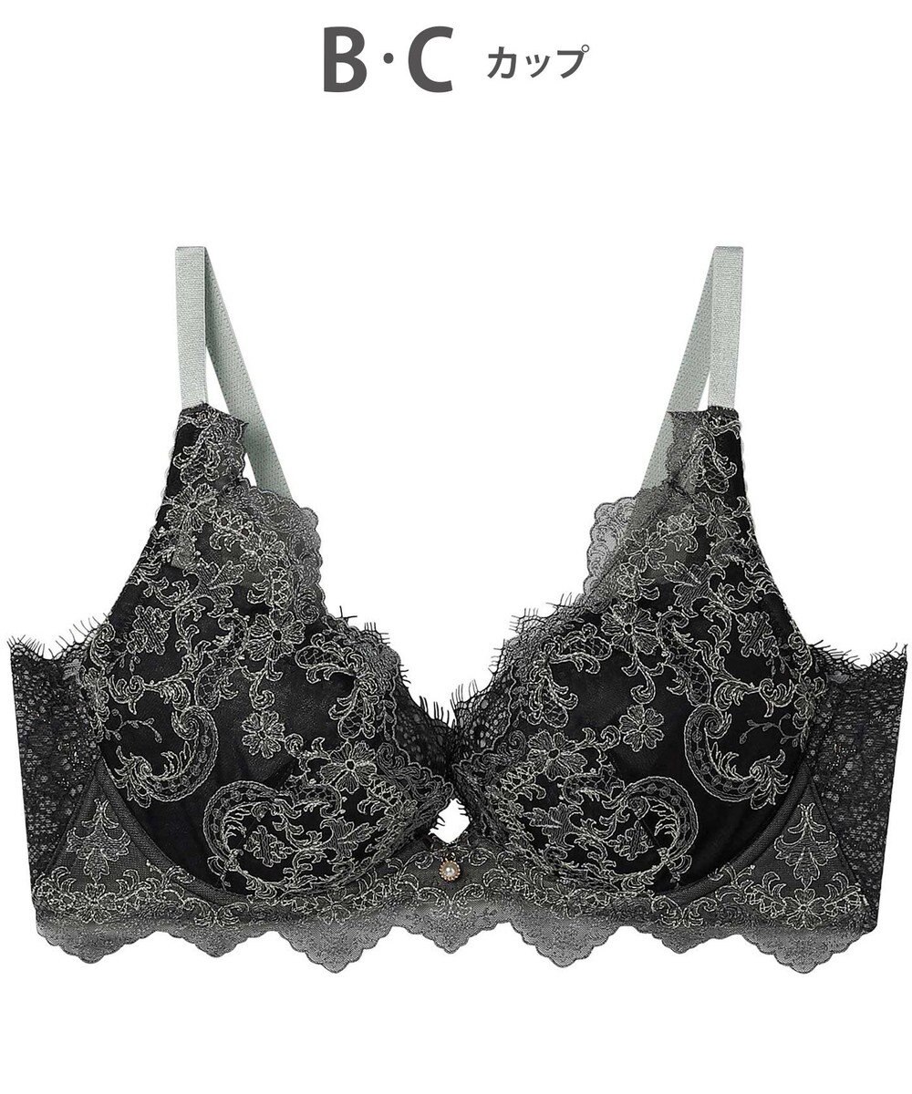 AMPHI ブラジャー 谷間メイク 脇高設計 細身え効果 Gカップまで対応 大きいサイズ 【Glama-Rich グラマリッチ 脇スッキリタイプ】ブラ BYJ603 アンフィ／ワコール 