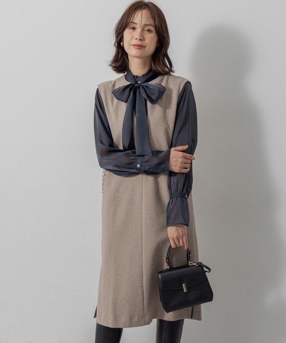 組曲 L 【WEB限定】シャイニーオーガンボウタイ付き ブラウス 