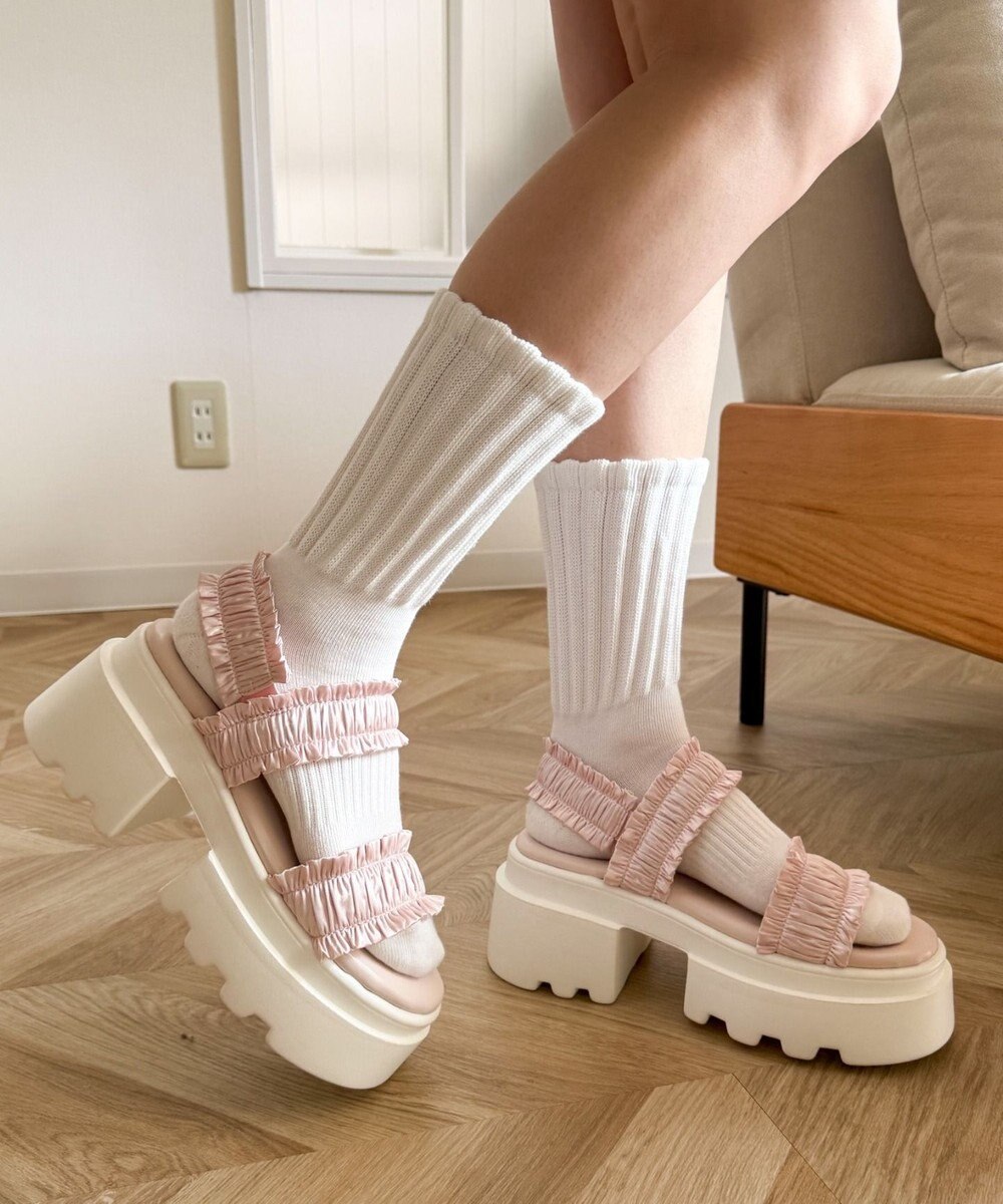 WEGO 厚底フリルギャザーサンダル 